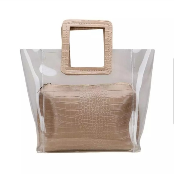AnkarasBest Handbags - 2 n 1 Clear Tote Bag with Croc Effect